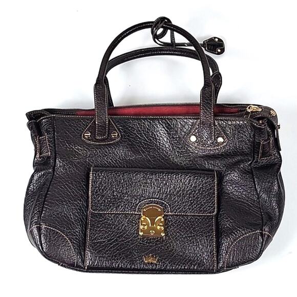 Elaine Turner Dark Brown Pebbled Leather Tote Bag Purse with Gold Hardware - Picture 7 of 7